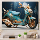 Turquoise Gold Scooter Custom Cruiser I - Scooter Canvas Wall Art