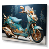 Turquoise Gold Scooter Custom Cruiser I - Scooter Canvas Wall Art