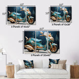 Turquoise Gold Scooter Custom Cruiser I - Scooter Canvas Wall Art