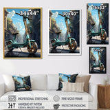 Turquoise Gold Scooter Electric Glide - Scooter Canvas Wall Art