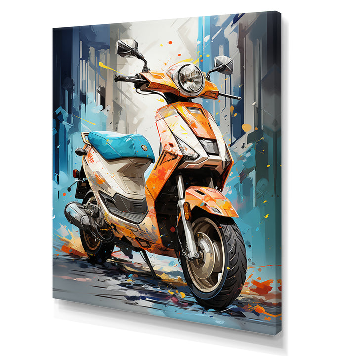 Coral Electric Glide Scooter - Scooter Canvas Wall Art
