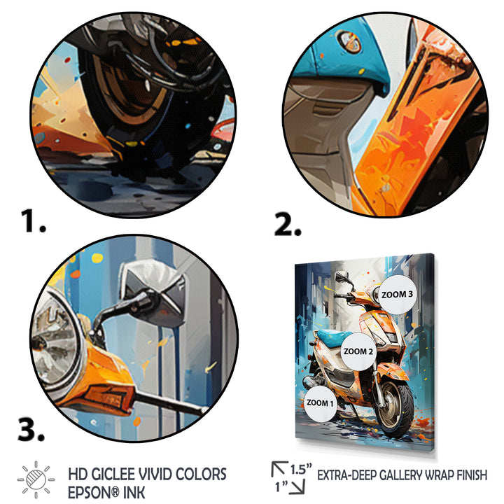 Coral Electric Glide Scooter - Scooter Canvas Wall Art