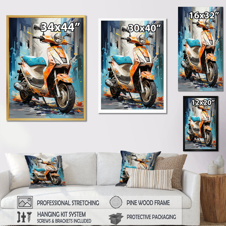 Coral Electric Glide Scooter - Scooter Canvas Wall Art