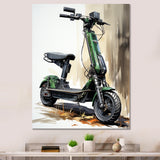 Green Scooter Electric Glide - Scooter Canvas Wall Art