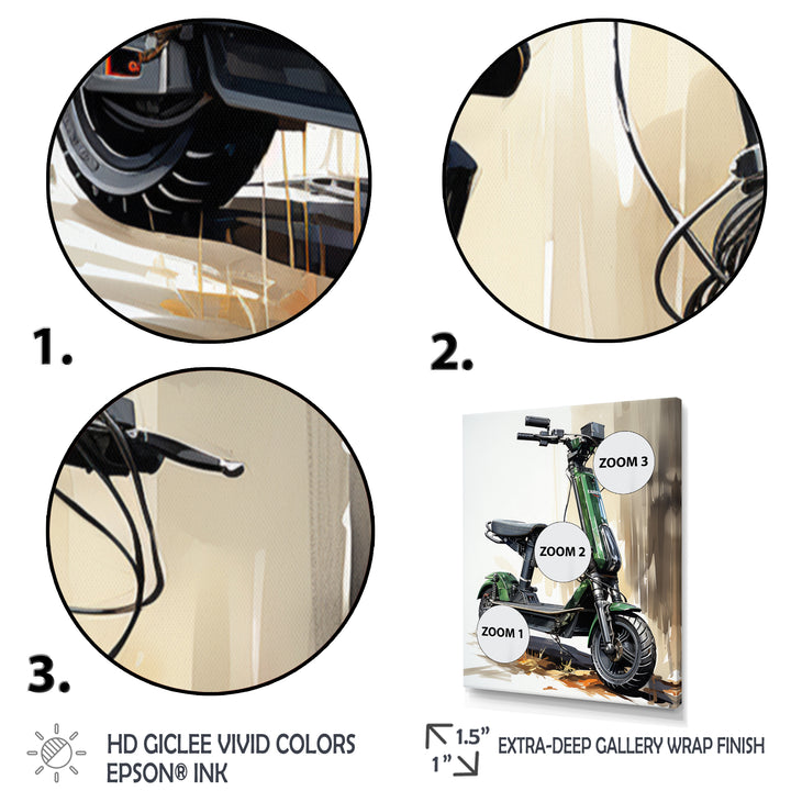 Green Scooter Electric Glide - Scooter Canvas Wall Art