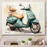 Green Scooter Family Fun - Scooter Canvas Wall Art