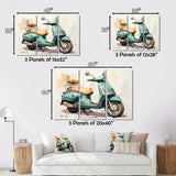 Green Scooter Family Fun - Scooter Canvas Wall Art