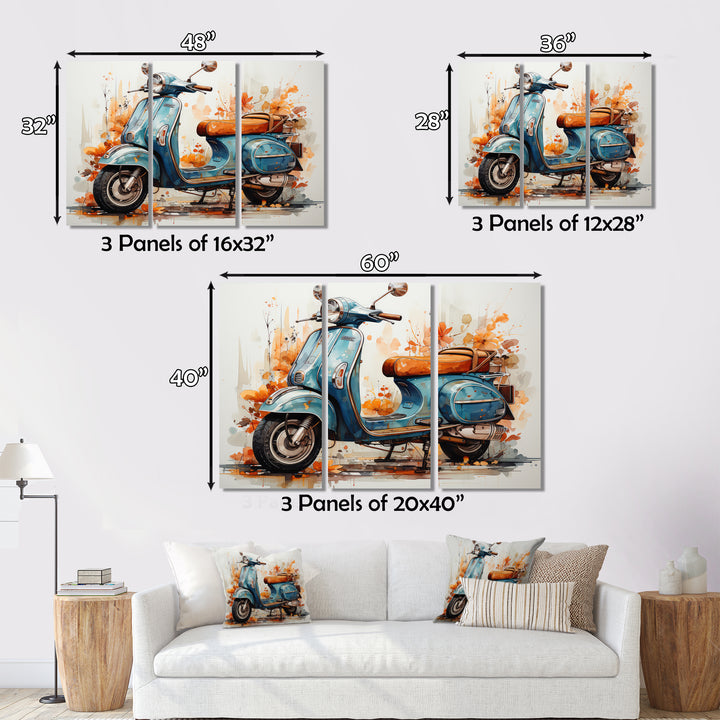 Blue Family Fun Scooter - Scooter Canvas Wall Art