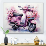 Pink Scooter Floral Fantasy I - Scooter Canvas Wall Art