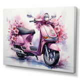 Pink Scooter Floral Fantasy I - Scooter Canvas Wall Art