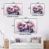 Pink Scooter Floral Fantasy I - Scooter Canvas Wall Art