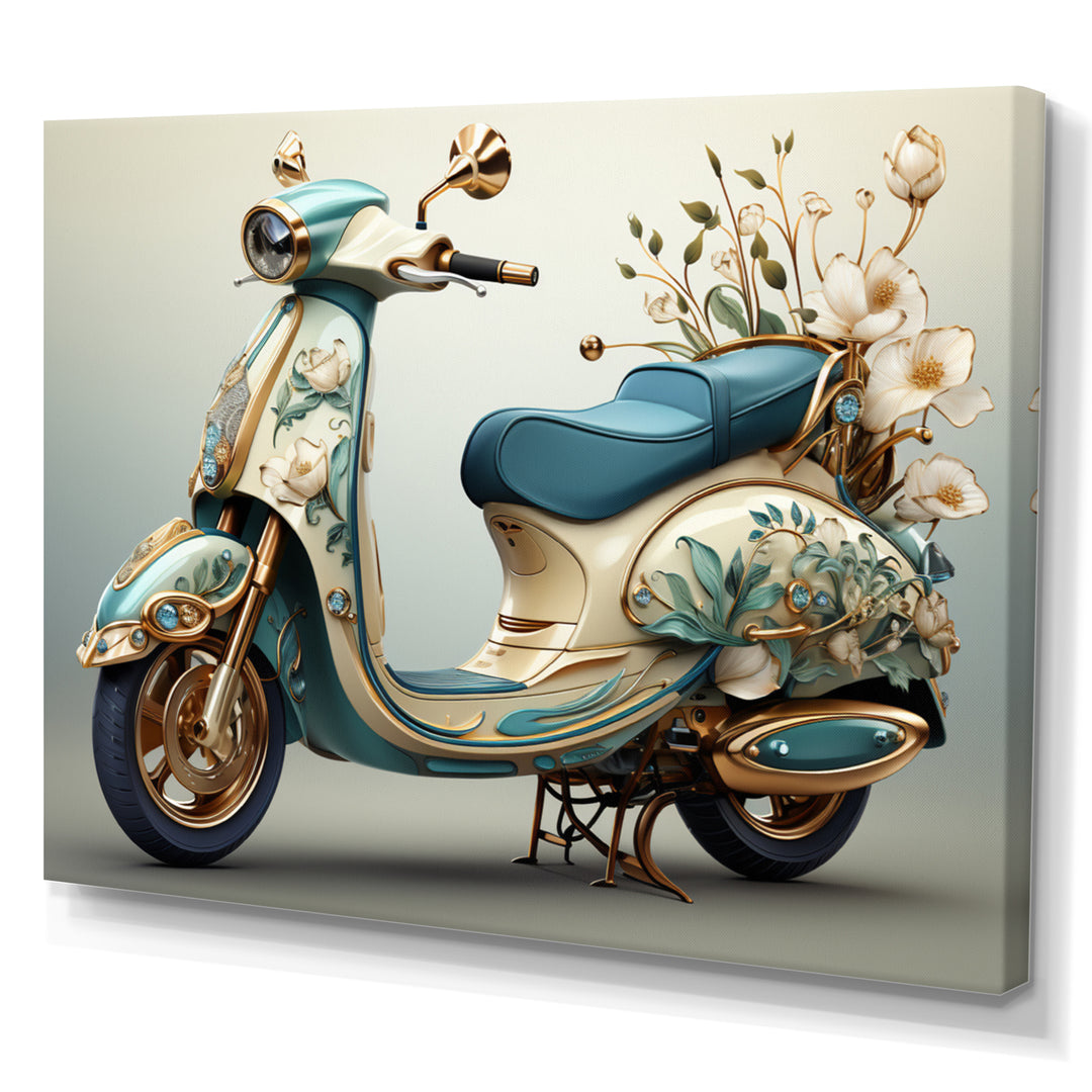Golden Scooter Luxury Elegance - Scooter Canvas Wall Art