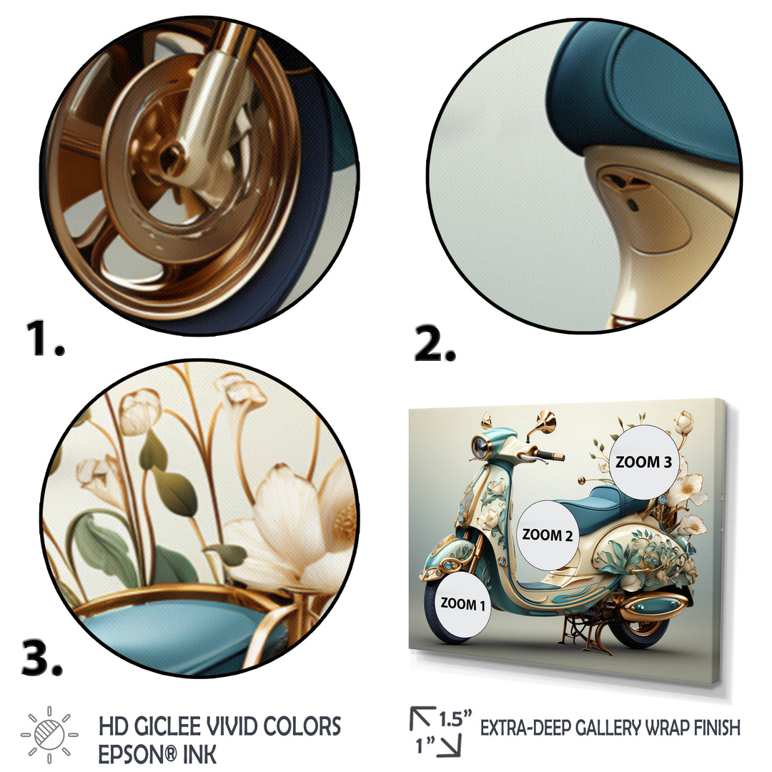 Golden Scooter Luxury Elegance - Scooter Canvas Wall Art