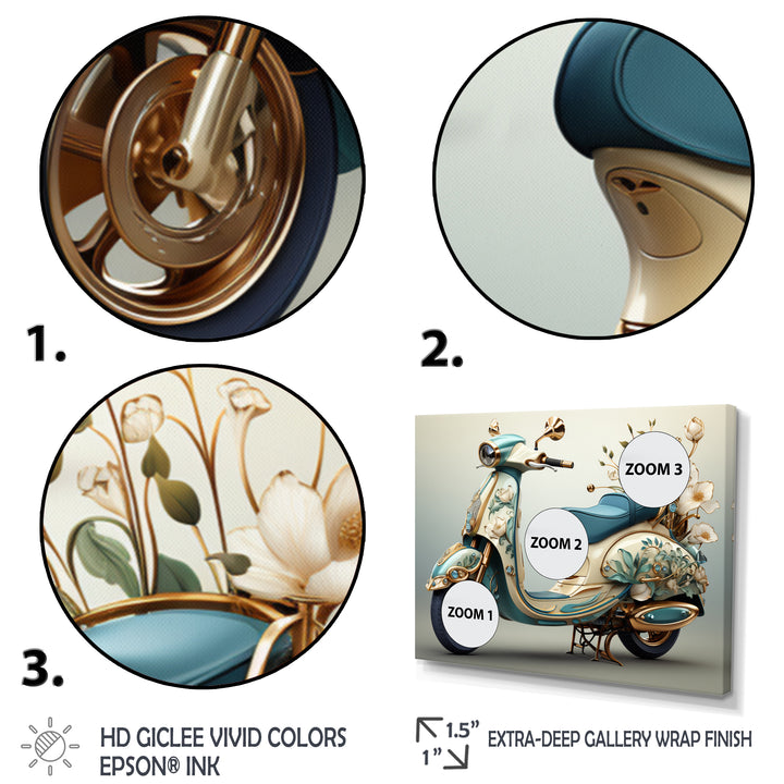 Golden Scooter Luxury Elegance - Scooter Canvas Wall Art
