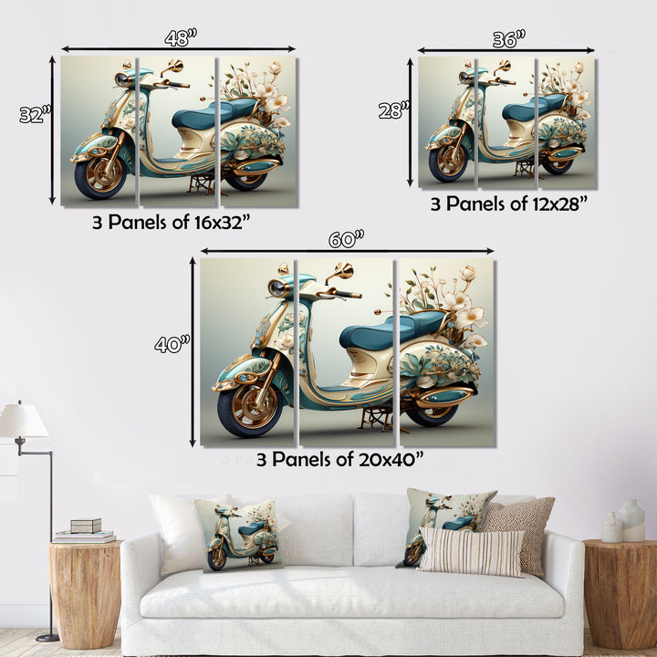 Golden Scooter Luxury Elegance - Scooter Canvas Wall Art