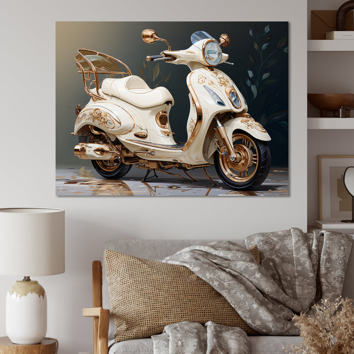 White Gold Scooter Luxury Elegance - Scooter Canvas Wall Art