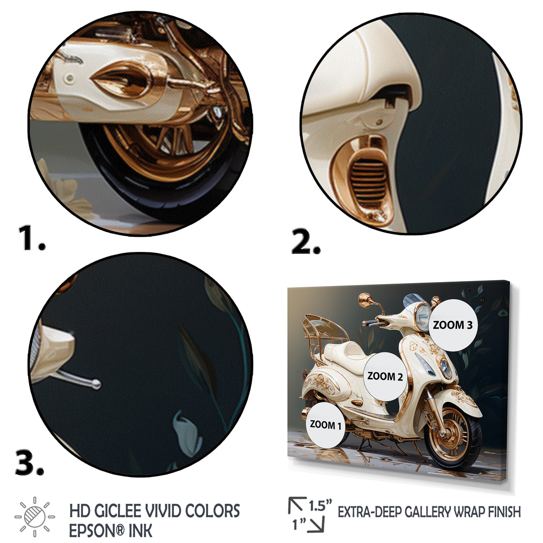 White Gold Scooter Luxury Elegance - Scooter Canvas Wall Art