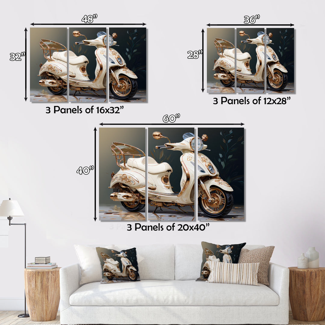 White Gold Scooter Luxury Elegance - Scooter Canvas Wall Art