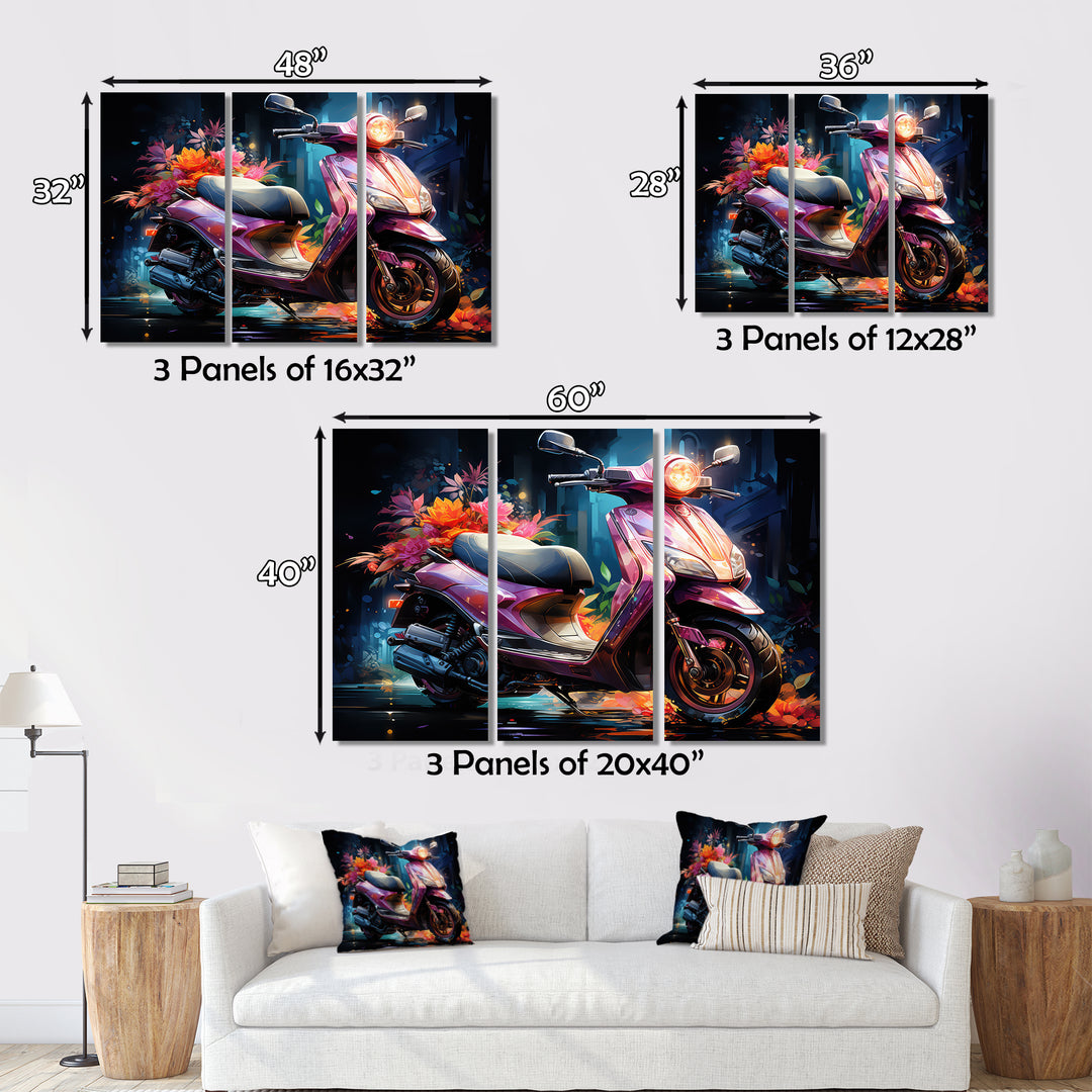 Purple Coral Scooter Night Glow - Scooter Canvas Wall Art