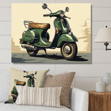 Green Scooter Retro Electric I - Scooter Canvas Wall Art