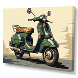Green Scooter Retro Electric I - Scooter Canvas Wall Art