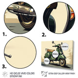 Green Scooter Retro Electric I - Scooter Canvas Wall Art