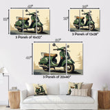 Green Scooter Retro Electric I - Scooter Canvas Wall Art