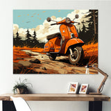 Coral Scooter In Country Retro - Scooter Canvas Wall Art