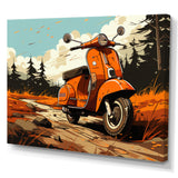 Coral Scooter In Country Retro - Scooter Canvas Wall Art