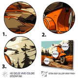 Coral Scooter In Country Retro - Scooter Canvas Wall Art