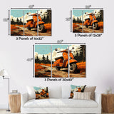 Coral Scooter In Country Retro - Scooter Canvas Wall Art