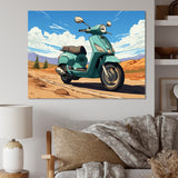 Scooter Retro In Desert Landscape - Scooter Canvas Wall Art
