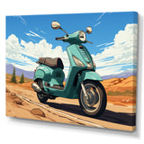 Scooter Retro In Desert Landscape - Scooter Canvas Wall Art