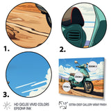 Scooter Retro In Desert Landscape - Scooter Canvas Wall Art
