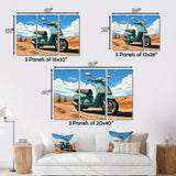 Scooter Retro In Desert Landscape - Scooter Canvas Wall Art