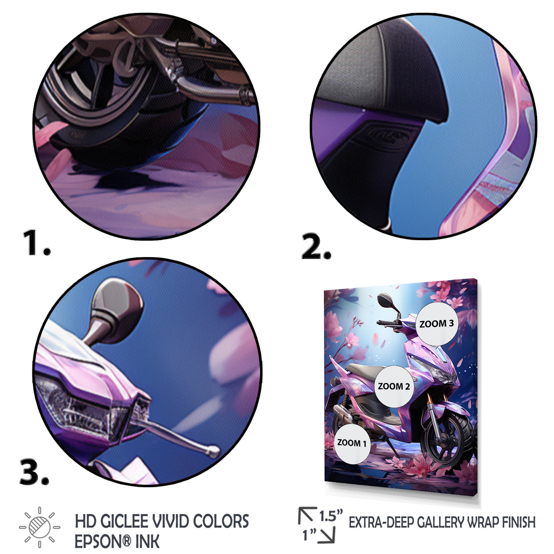 Purple Scooter Sporty Speedster - Scooter Canvas Wall Art