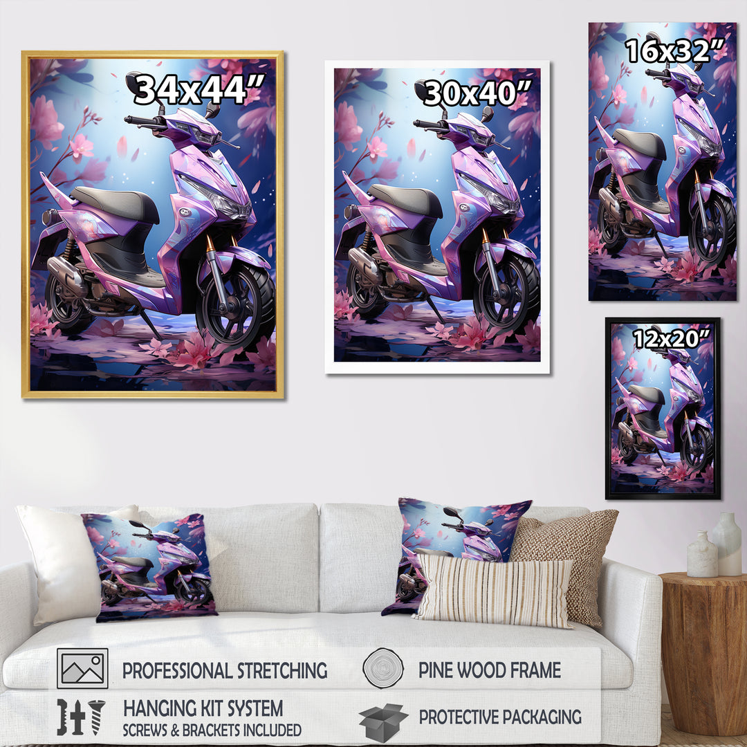 Purple Scooter Sporty Speedster - Scooter Canvas Wall Art