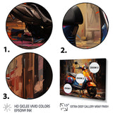 Orange Blue Scooter Street Styler - Scooter Canvas Wall Art
