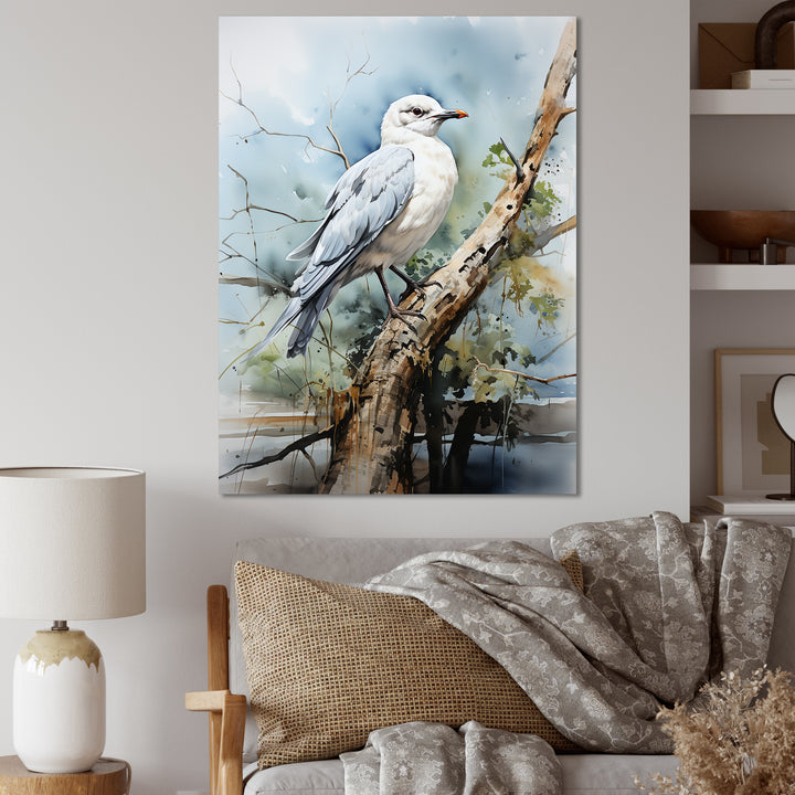 Seagull Coastal Guardian On Branch - Seagull Wall Art Prints