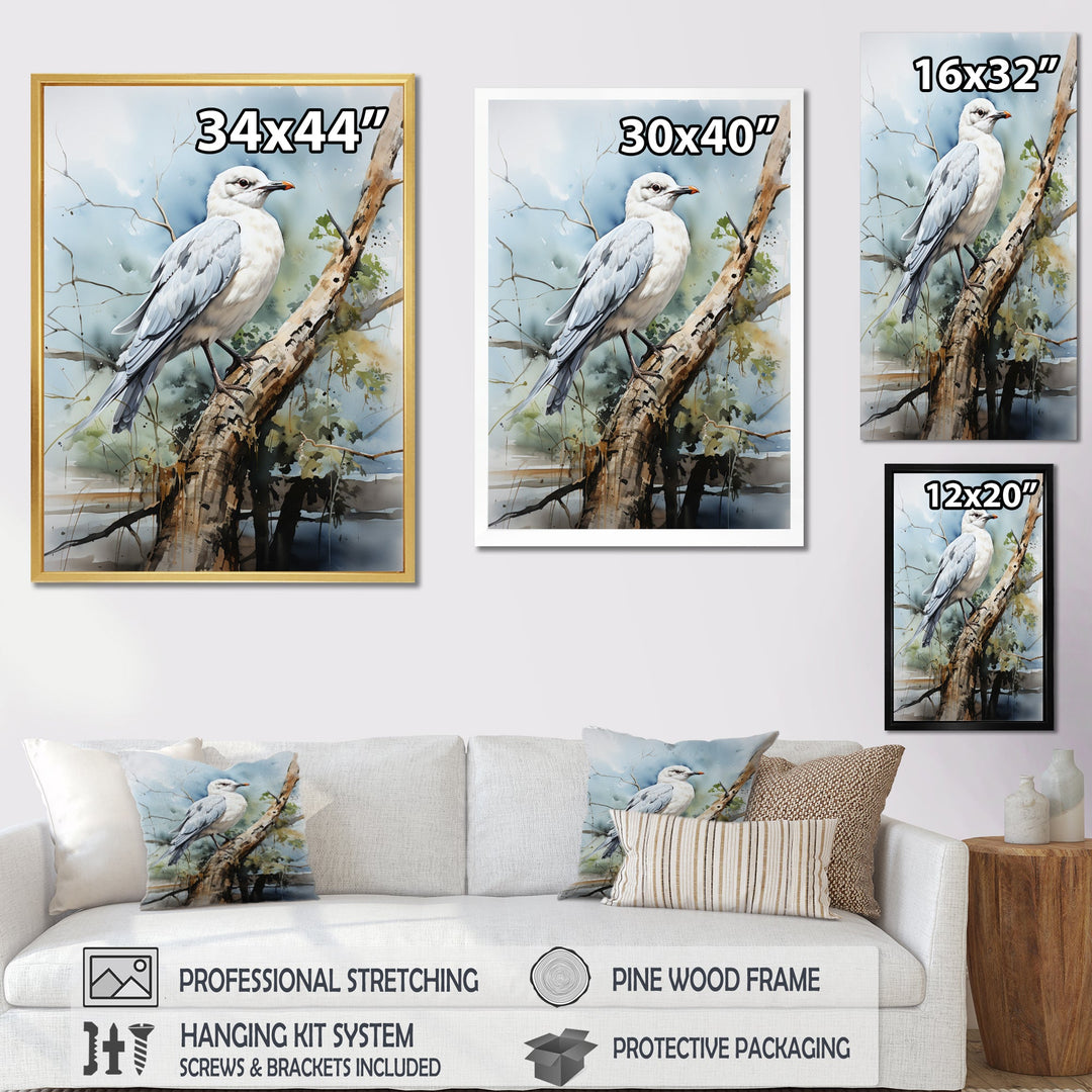 Seagull Coastal Guardian On Branch - Seagull Wall Art Prints