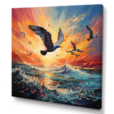 Seagull Symphony Pointillism - Seagull Canvas Wall Art