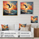 Seagull Symphony Pointillism - Seagull Canvas Wall Art