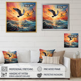 Seagull Symphony Pointillism - Seagull Canvas Wall Art