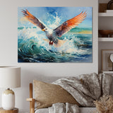 Seagulls Dance Pointillism Over Sea - Seagull Wall Decor
