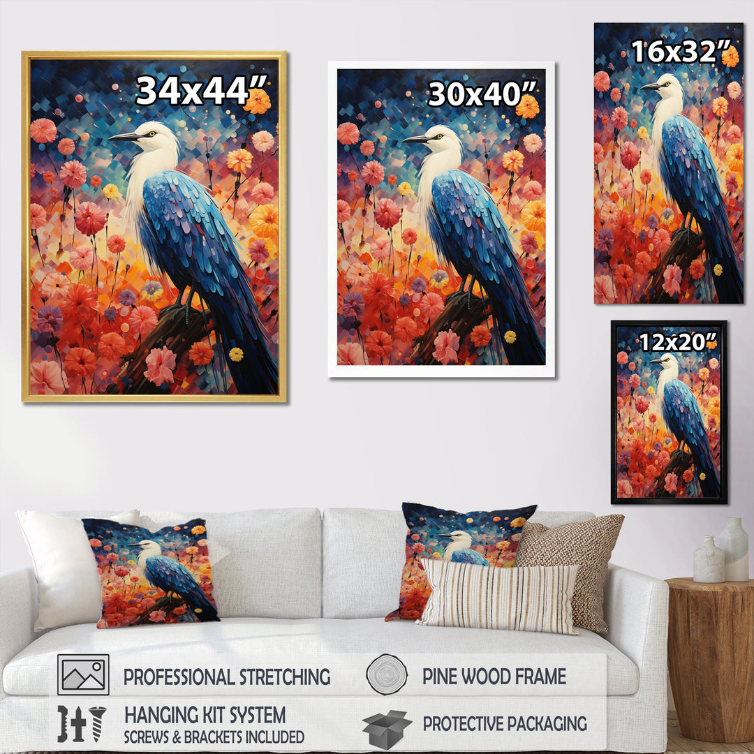Seagull Whimsical Wings Pointillism - Seagull Framed Canvas Art