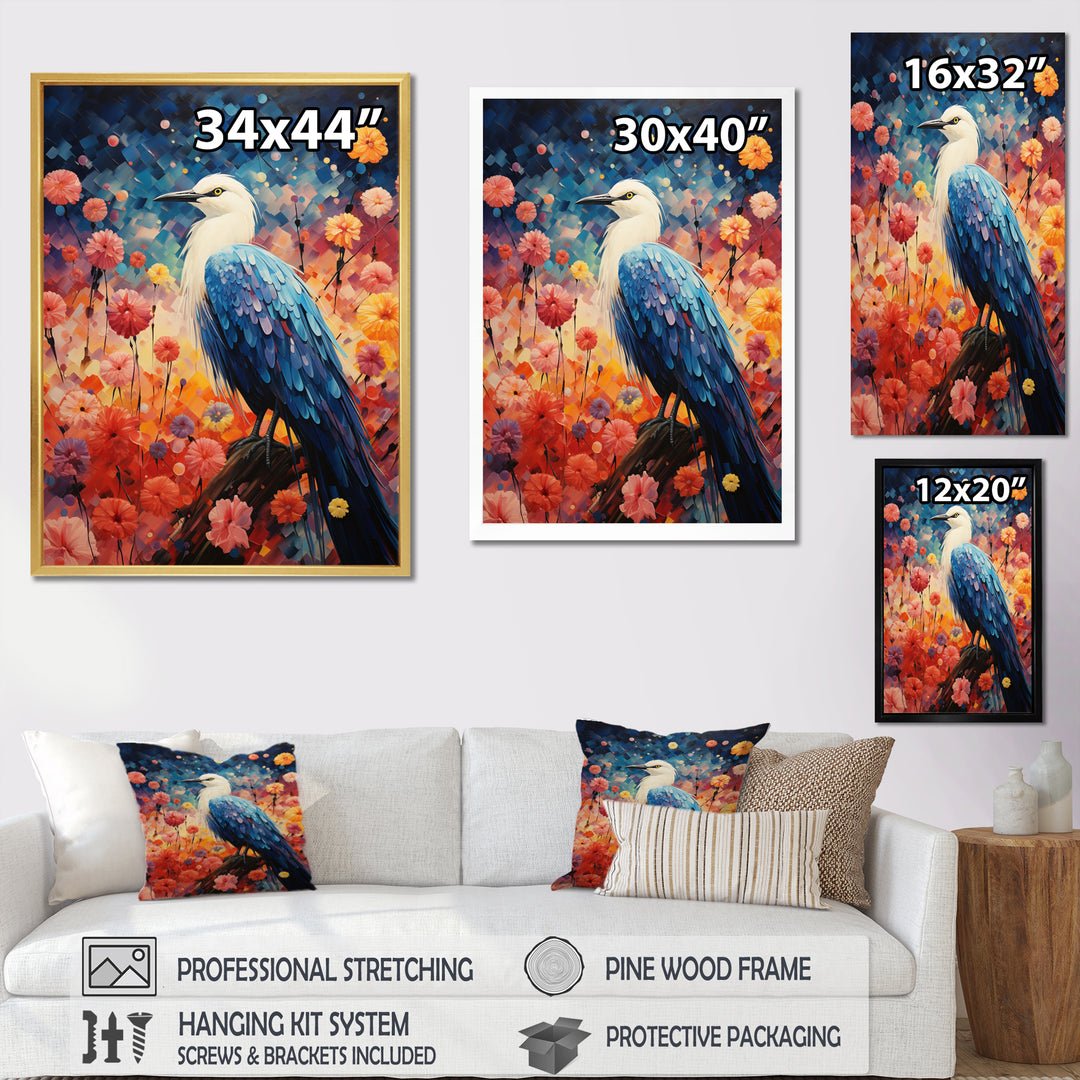 Seagull Whimsical Wings Pointillism - Seagull Framed Canvas Art