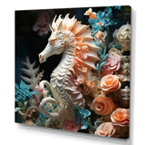 Seahorse With Flowers Sanctuary - Seahorse Home Decor Art