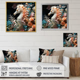 Seahorse With Flowers Sanctuary - Seahorse Home Decor Art
