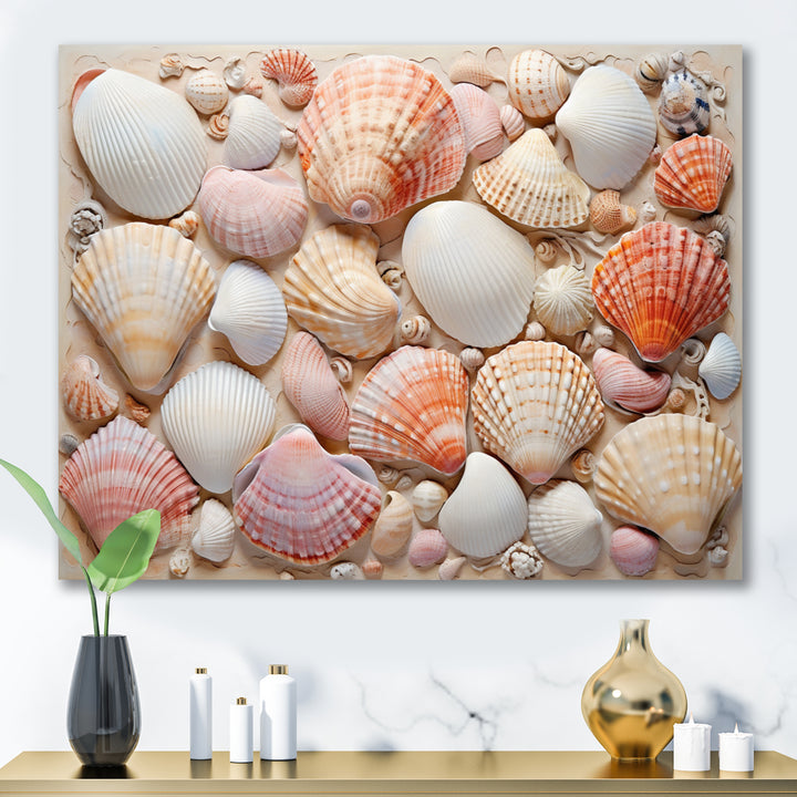 Seashell Contemporary Collage - Seashell Canvas Wall Art