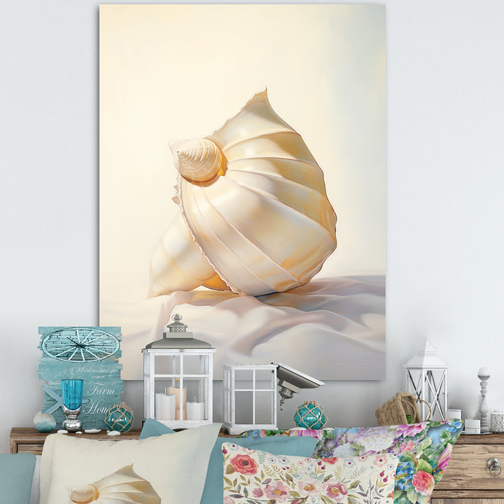 Seashell Minimalist Gems - Beige Seashell Wall Art